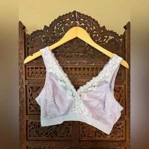 QVC Breezies Lace Bralette in Lavender and White size XL
